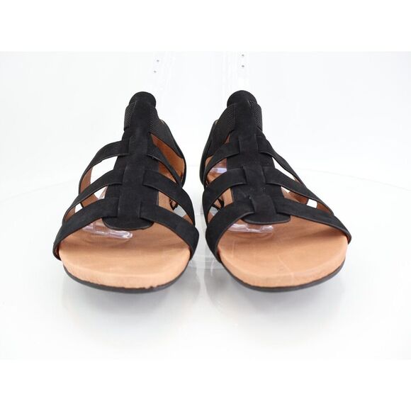 Gentle Souls Lennon Sandals Womens Size 10 Black Leather Gladiator Slip on Flats - Picture 2 of 11